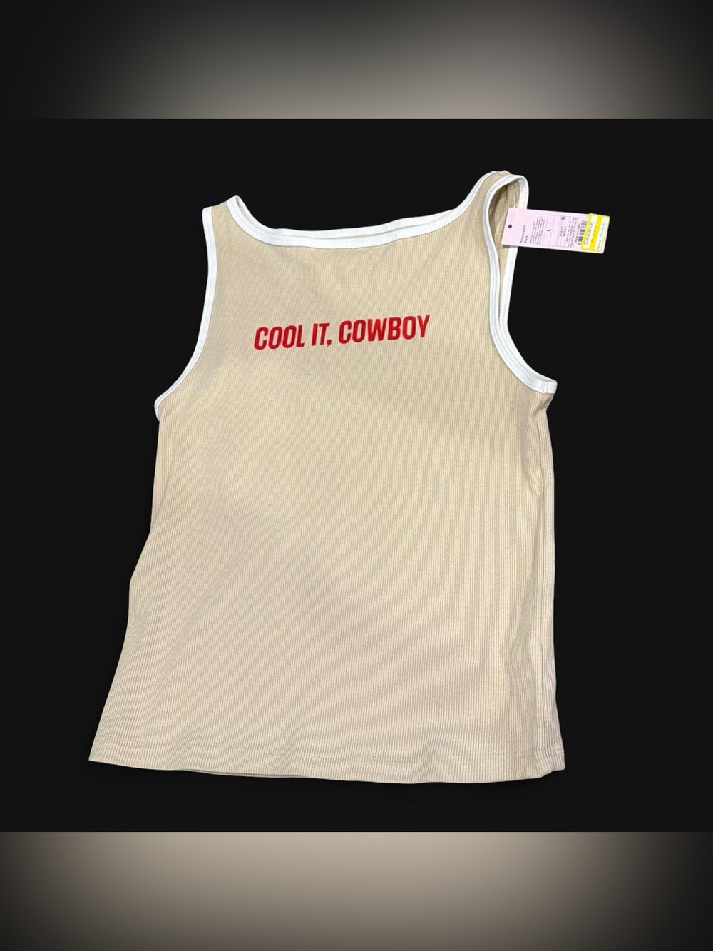 Wild Fable Women's Beige Tank Top with Red 'Cool It, Cowboy' Print